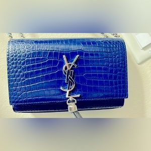 YSL BLUE EMBOSSED KATE TASSEL MEDIUM